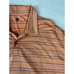 Nike‎ Golf Polo Shirt Men Orange Stripe Short Sleeve Button Up Casual Top XL